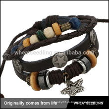 Art und Weise Weinlese echtes Lederarmband mehrschichtiges handgemachtes Armband mit Sternenenergiearmband